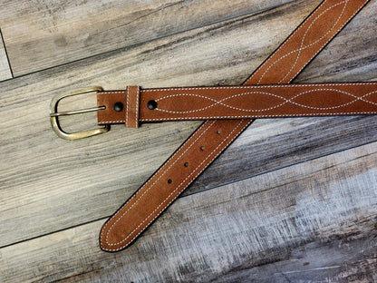 Rust Stitched Leather Belt