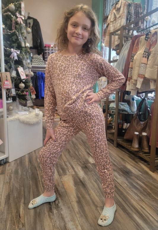 Kids Pink Leopard Pajamas