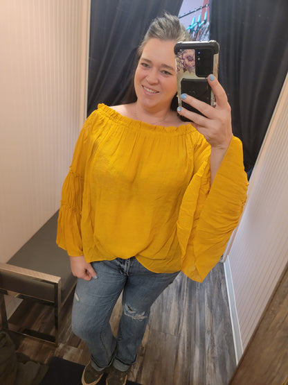 Mustard Off the Shoulder Top