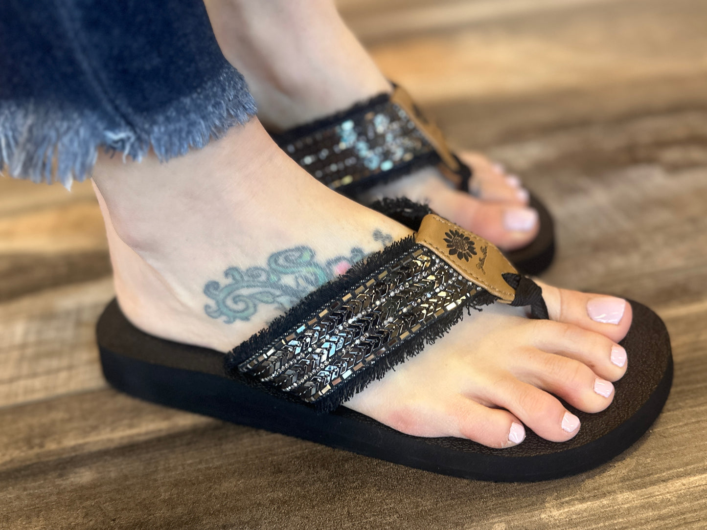 Black Sparkle Flip Flop