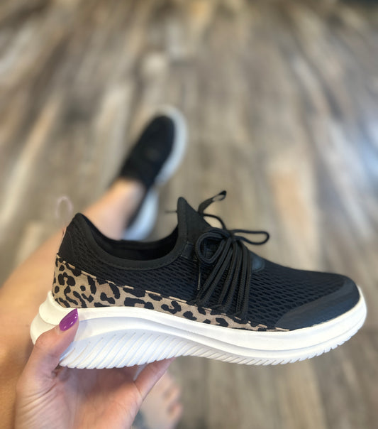 Hey Girl Black Leopard Sneaker