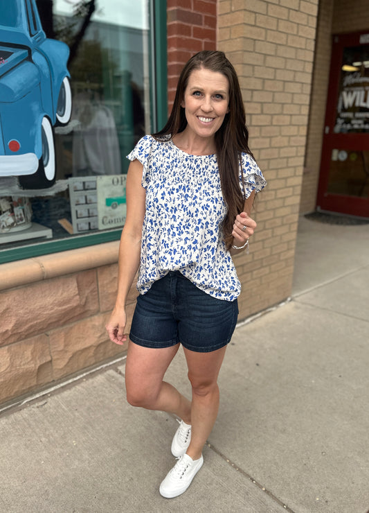 Flutter Sleeve Babydoll Blouse