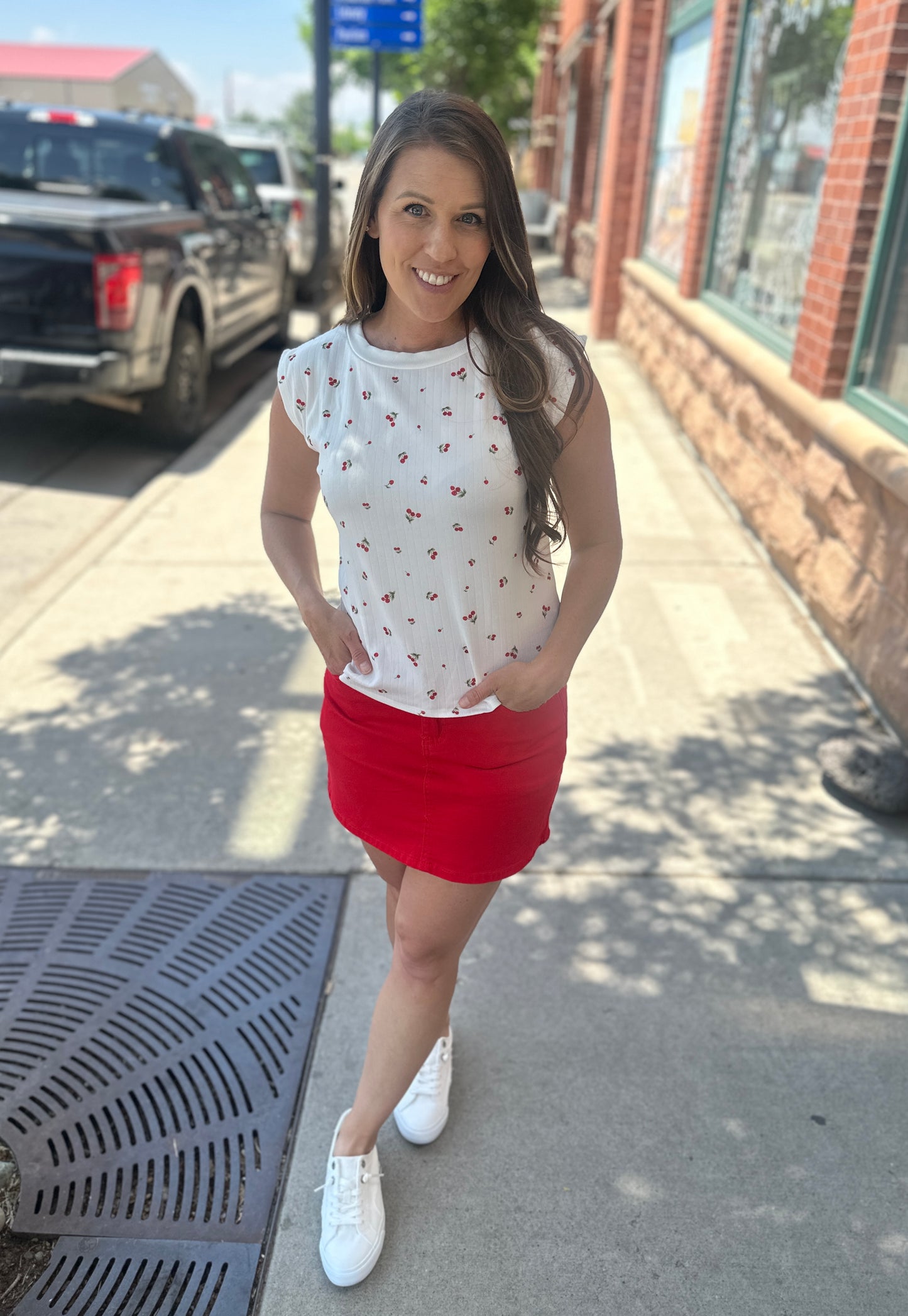 Cherry  Sleeveless Top