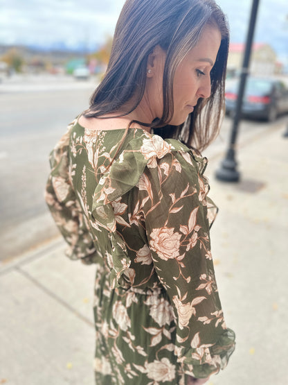 Ruffle Midi Floral Dress