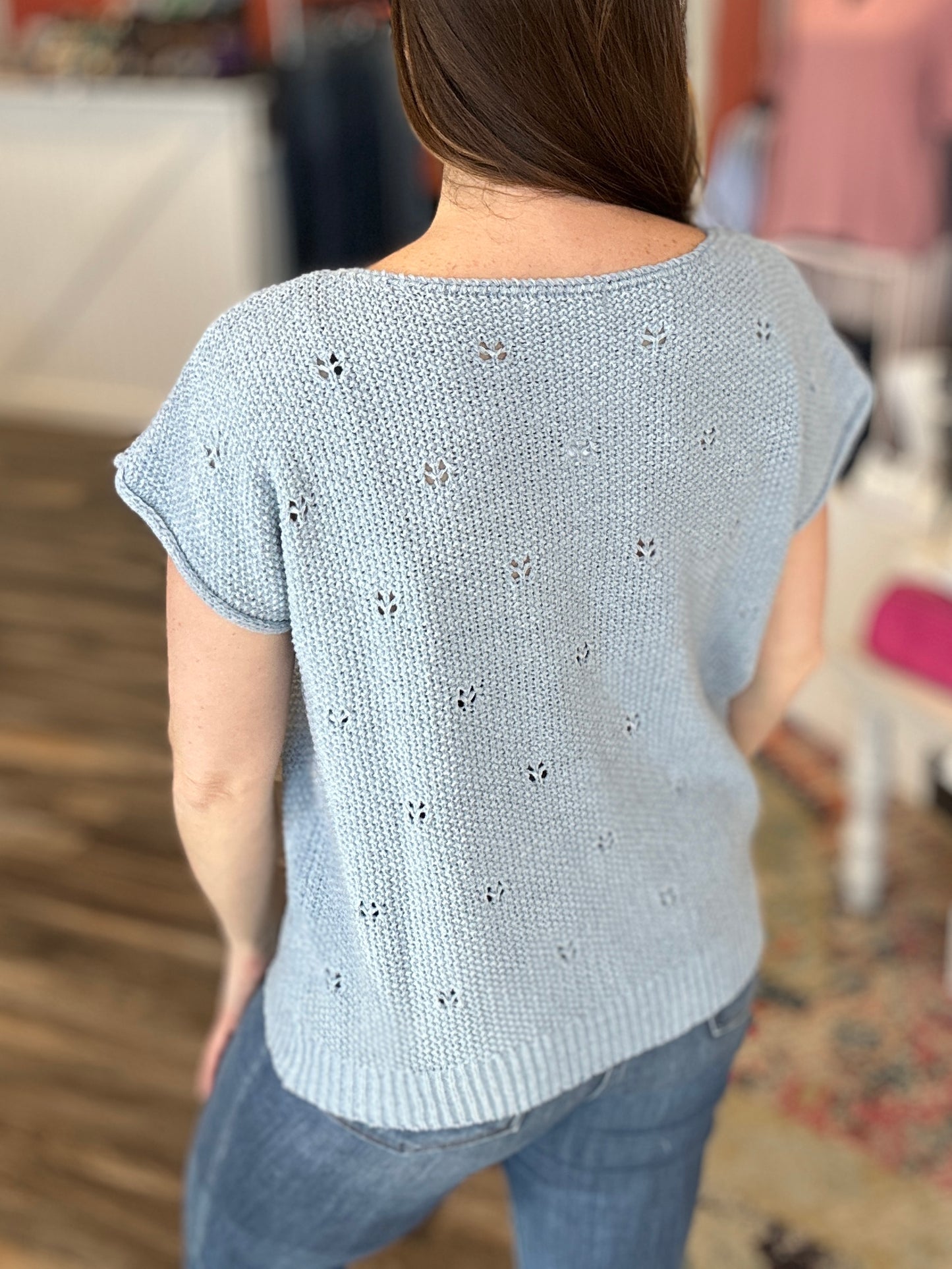Pointelle Knit Short Sleeve
