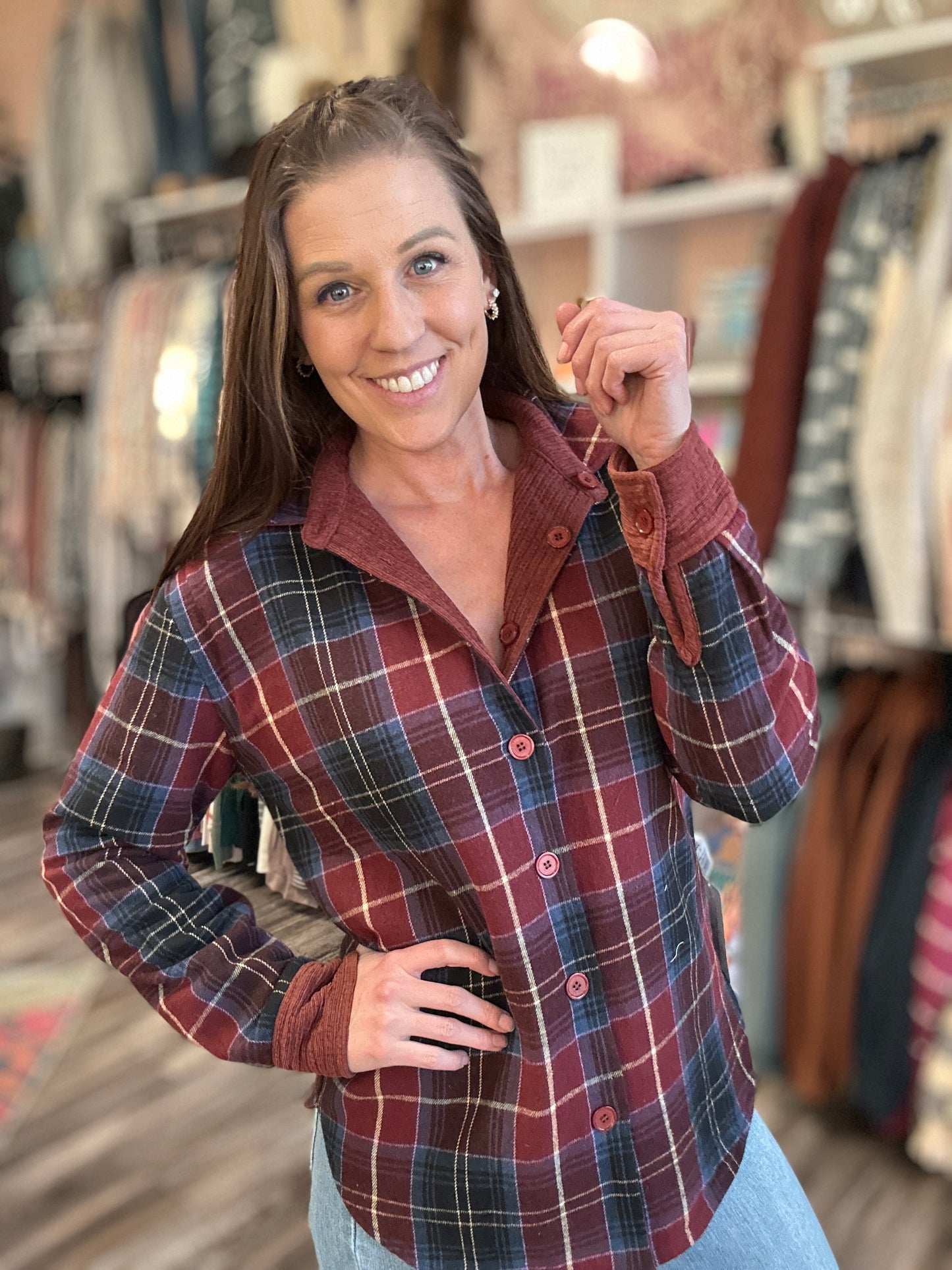 Burgundy Button Up Jacket