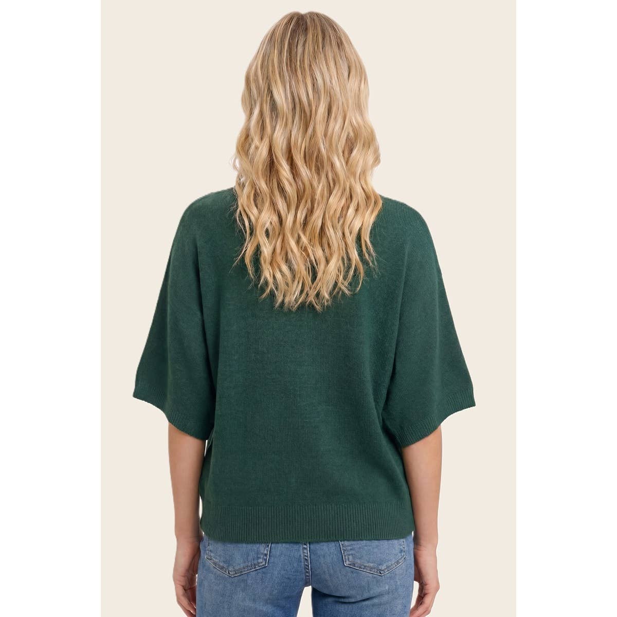 Solid Dolman Elbow Sleeve Top