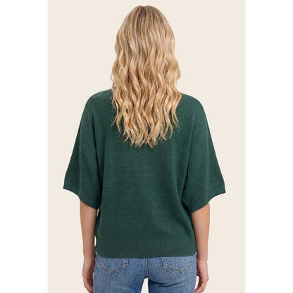 Solid Dolman Elbow Sleeve Top