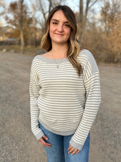 Striped Boat Neck Sweater