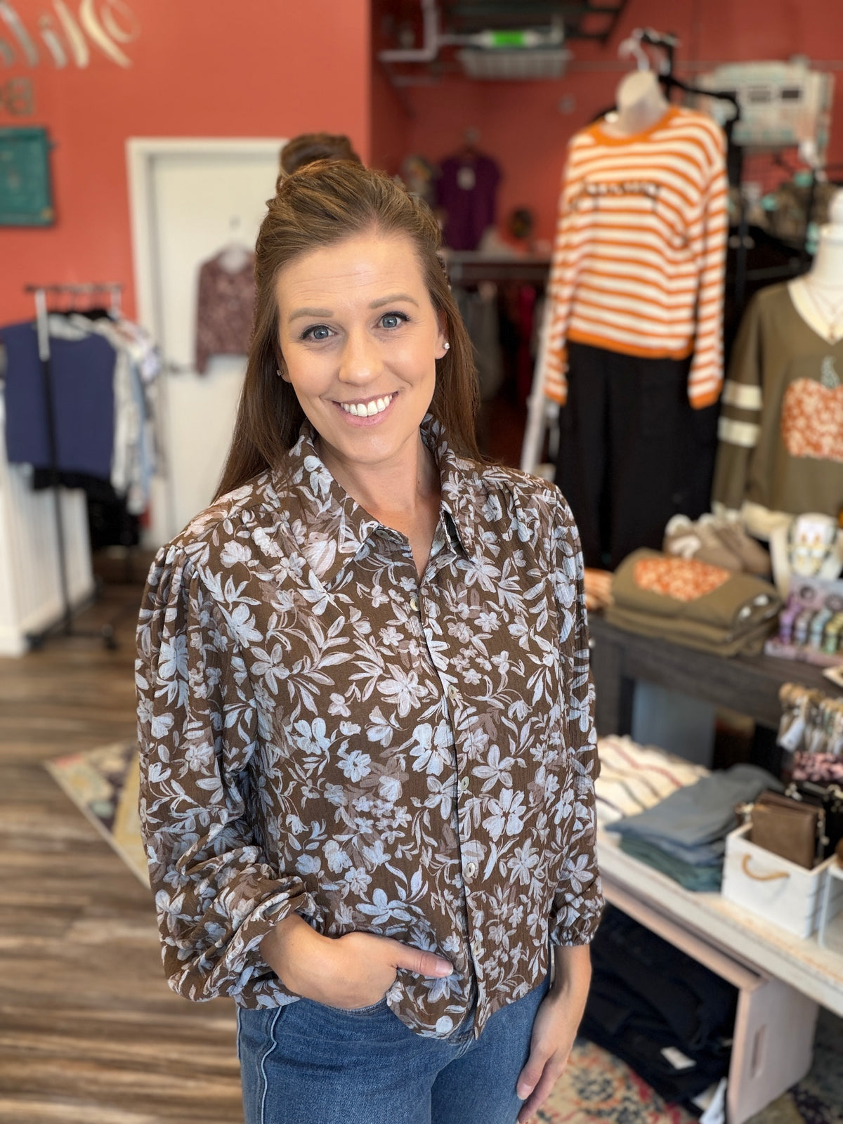 Floral Gauze Long Sleeve