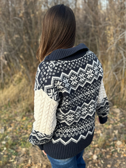 Jacquard Half Zip Sweater