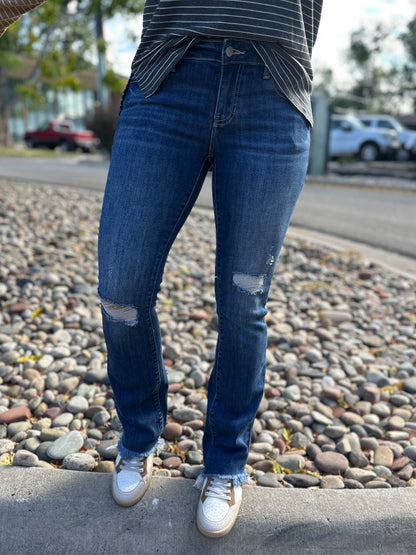 "Kenzie" Distressed Baby Bootcut Jeans