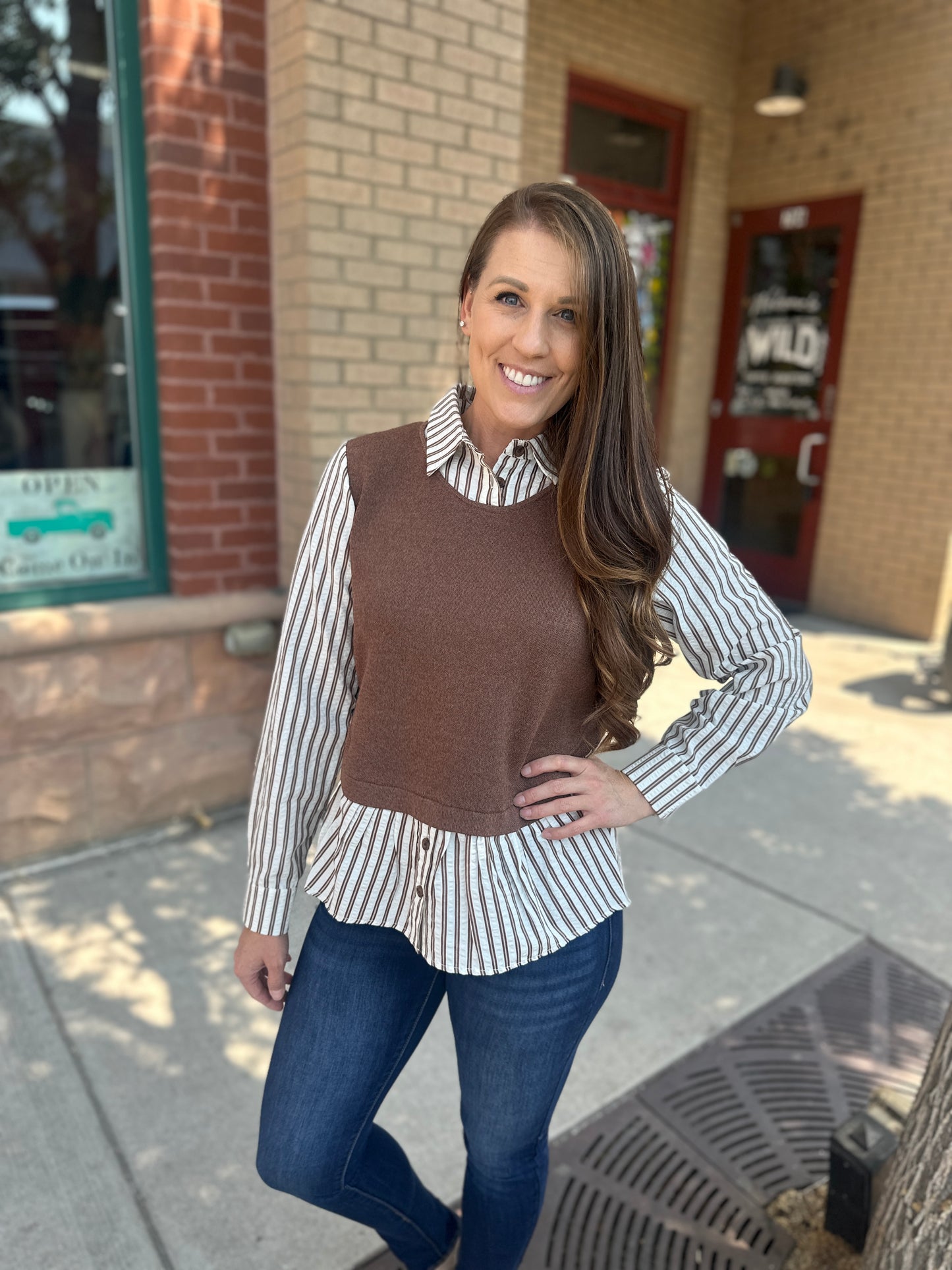 Knitted Vest with Under Shirt