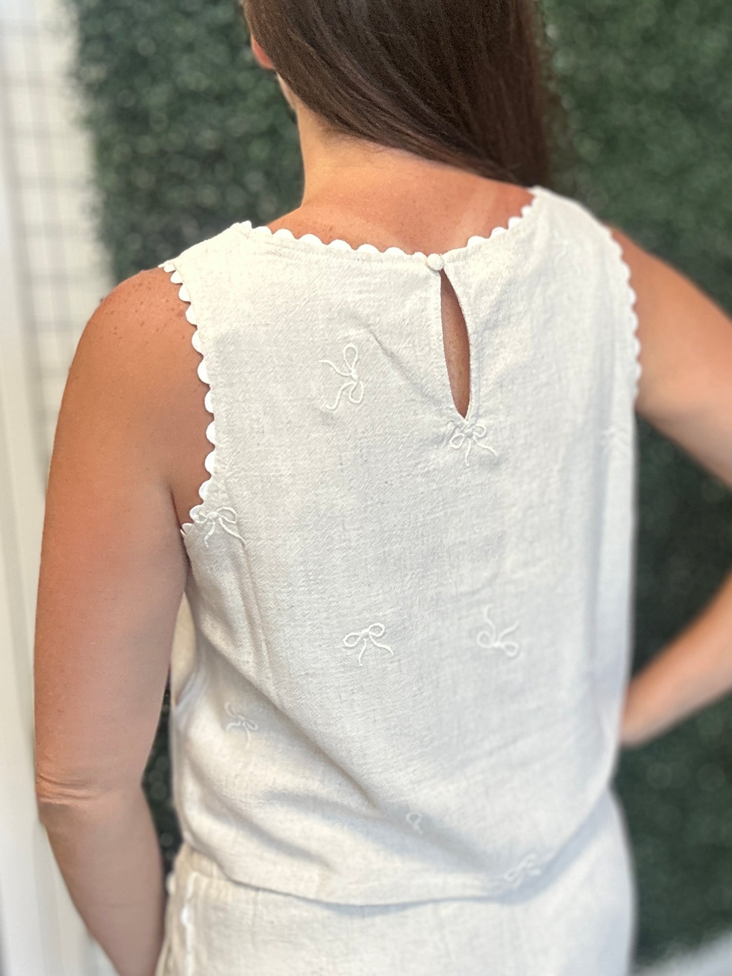 Embroidered Linen Tank