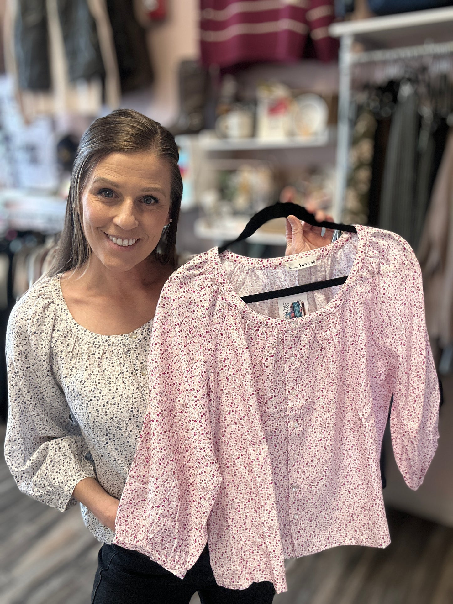 Ditsy Floral Puff 3/4 Sleeve