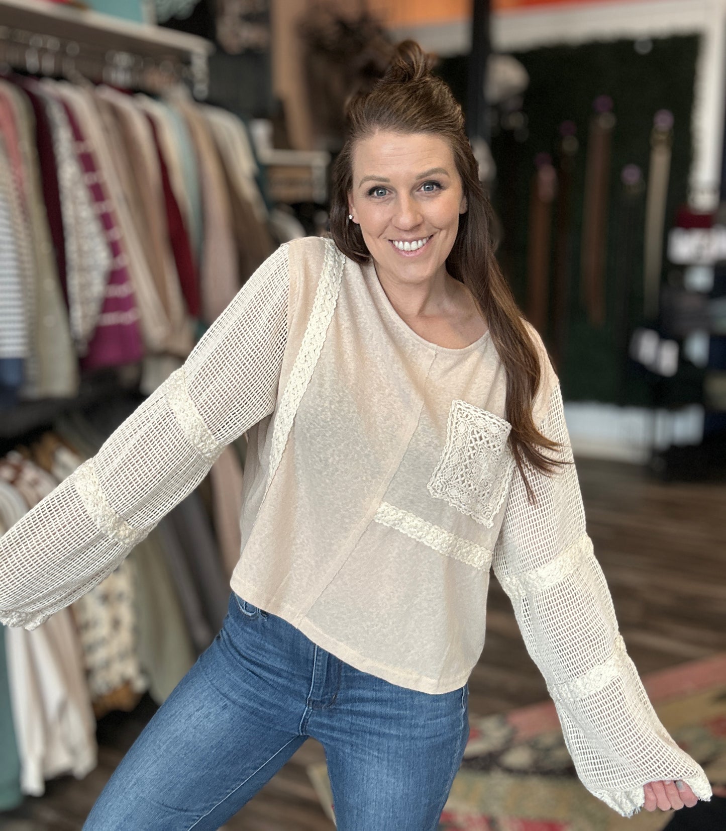 Crochet Cropped Long Sleeve