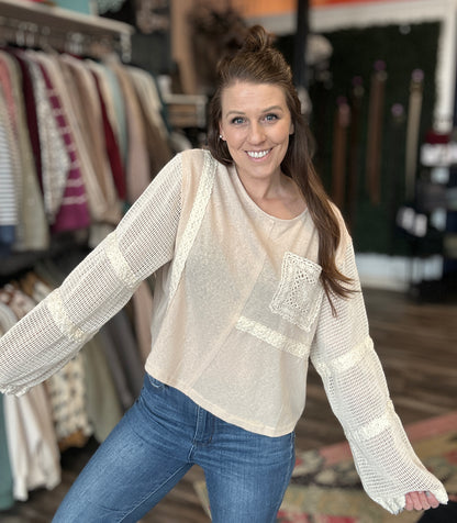 Crochet Cropped Long Sleeve