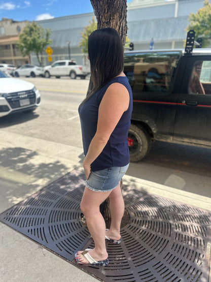 Smocked V-Neck Tank