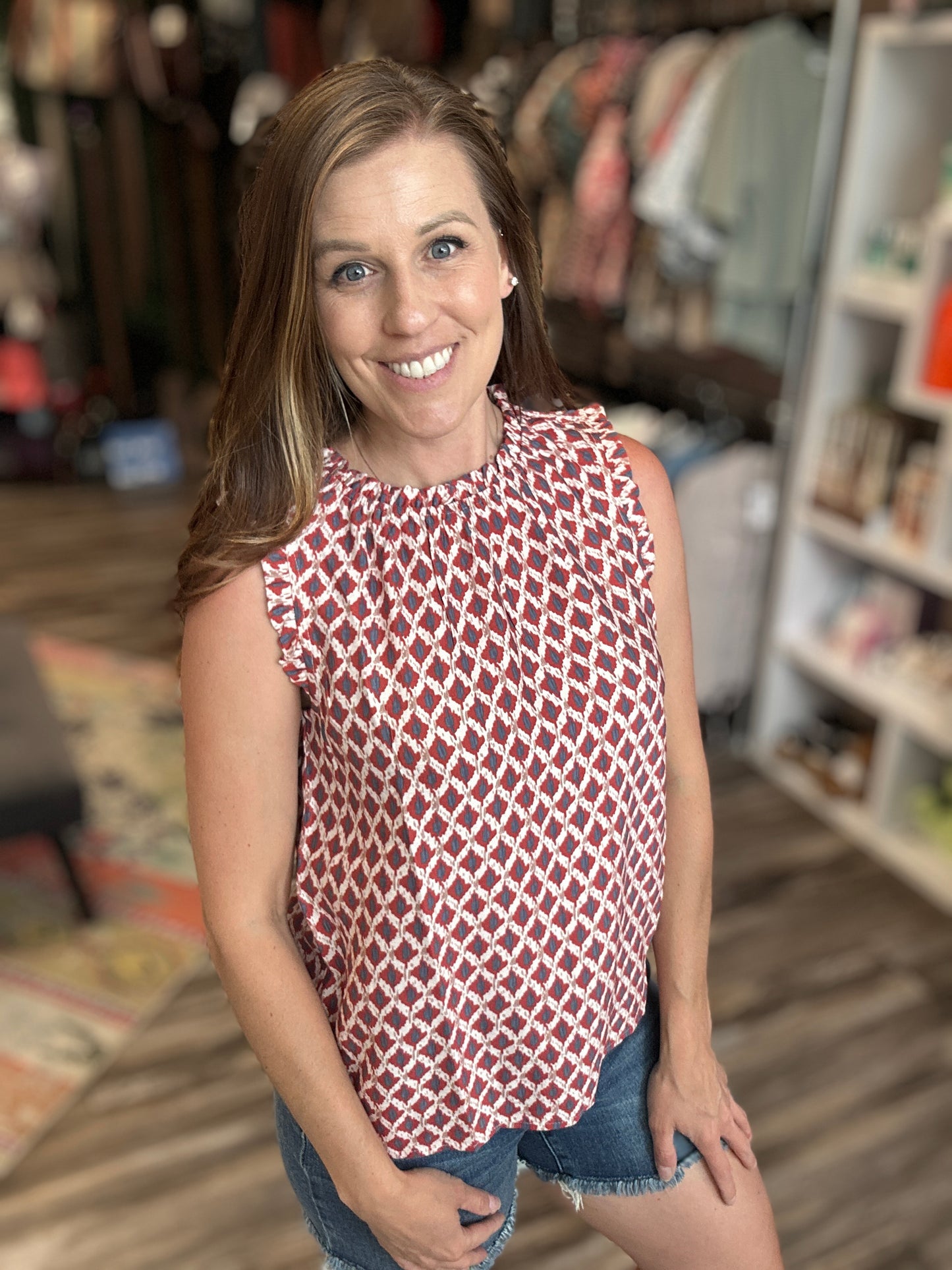 High Neck Ruffled Blouse