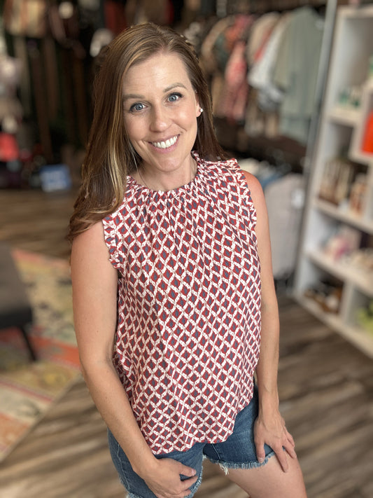 High Neck Ruffled Blouse