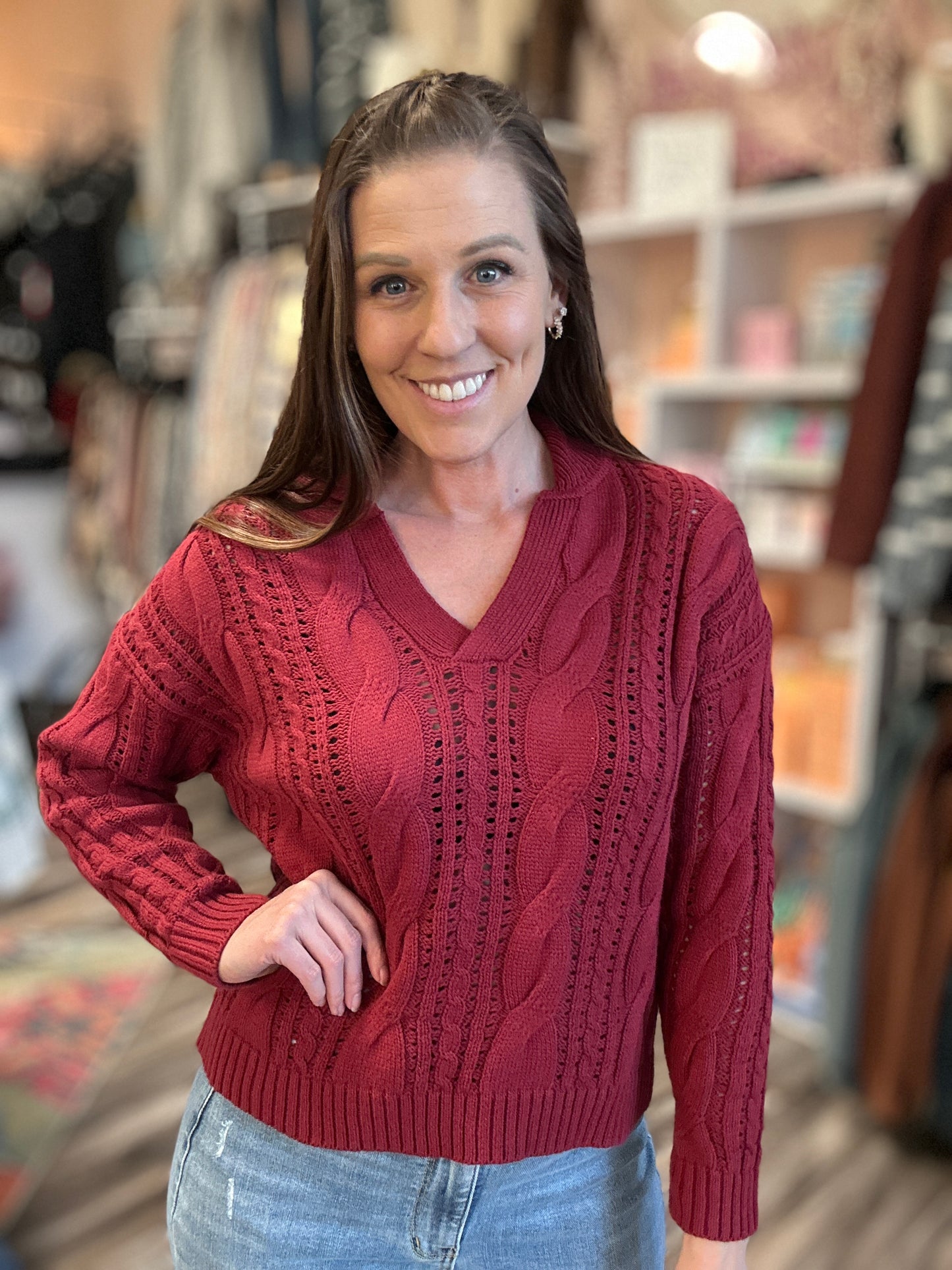 Rosewood Classic Cable Knit Sweater