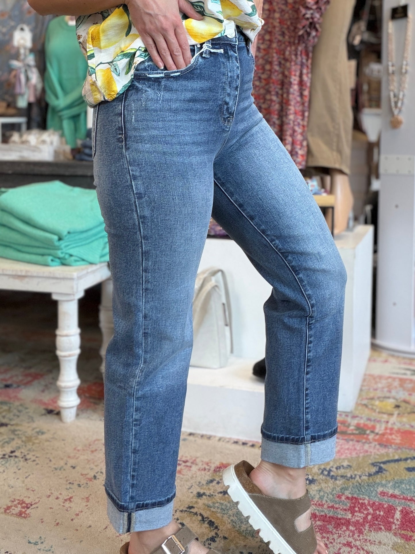 Cuffed Sherry Straight Leg Jean