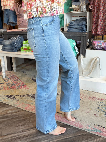 Gina Frayed Waist Straight Leg Jeans