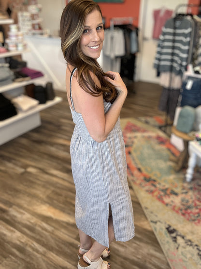 Slate Striped Midi Dress