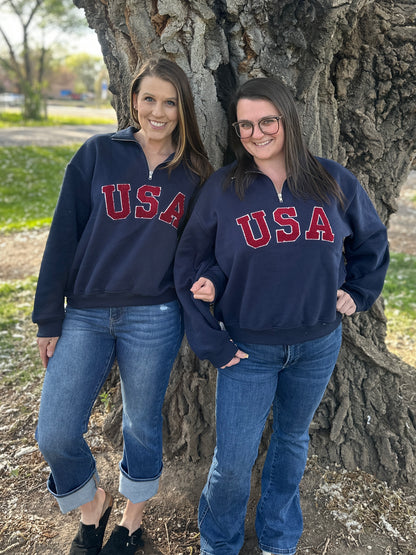 Navy USA 3/4 Zip Pullover