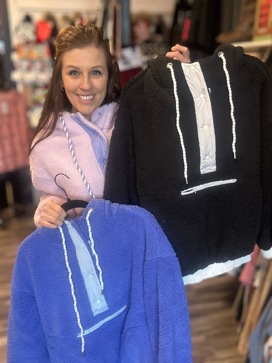 Black Sherpa Fleece Pullover