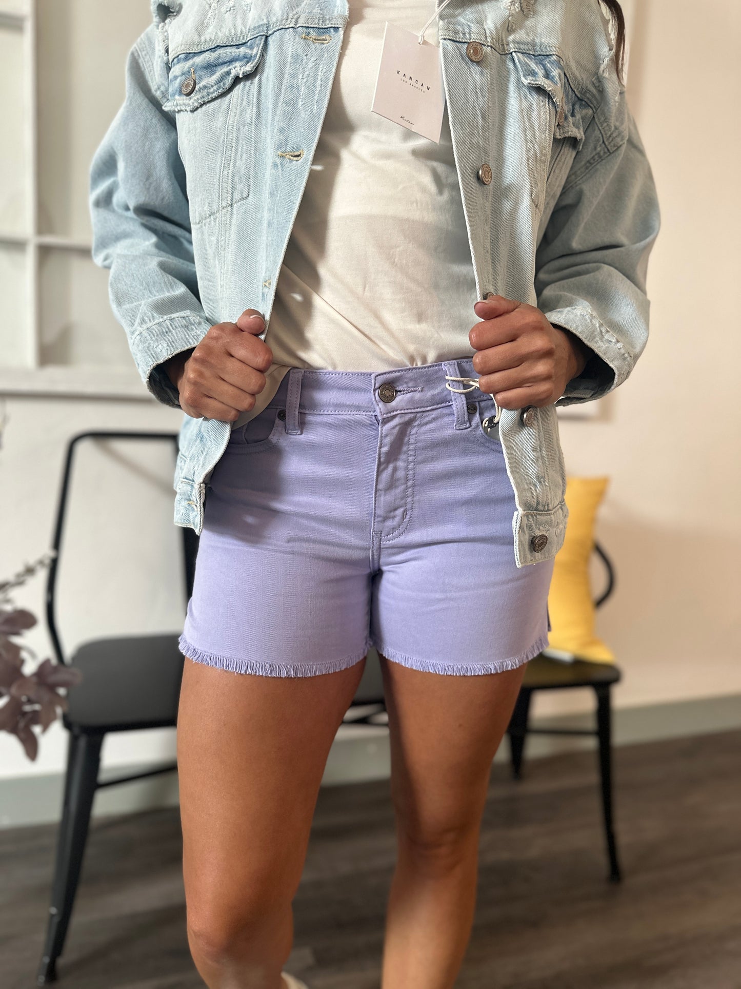 Lavender Denim Shorts