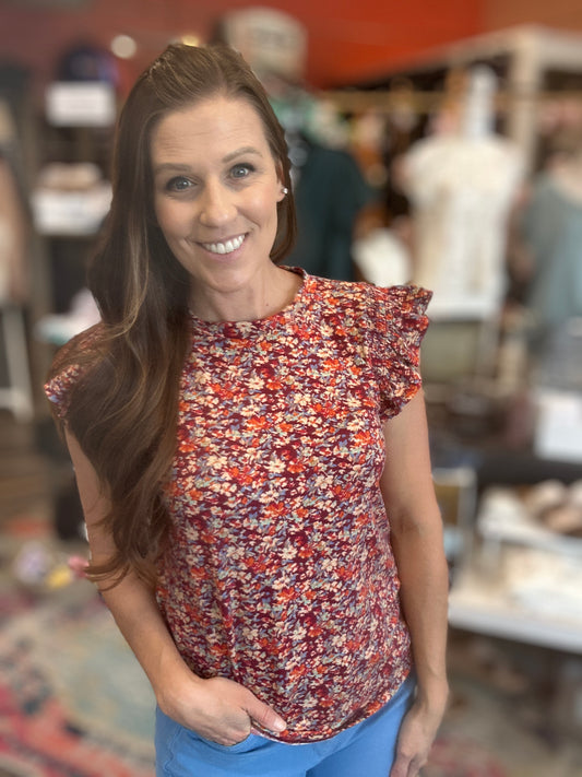Floral Printed Ruffle Top
