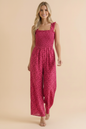 Smocking Frill Strap Floral Wide Leg Jumpsuit
