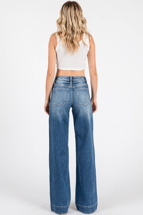 Lynn Mid Rise Wide Leg Jeans