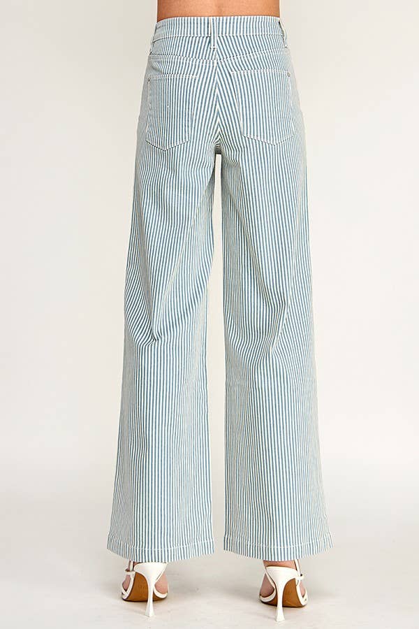 Blue Stripe Slim Palazzo Jeans