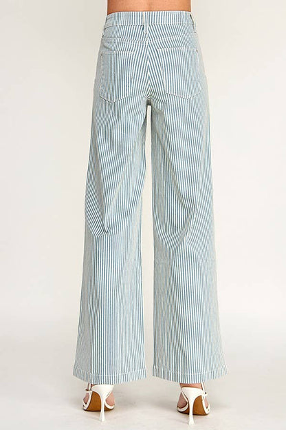 Blue Stripe Slim Palazzo Jeans