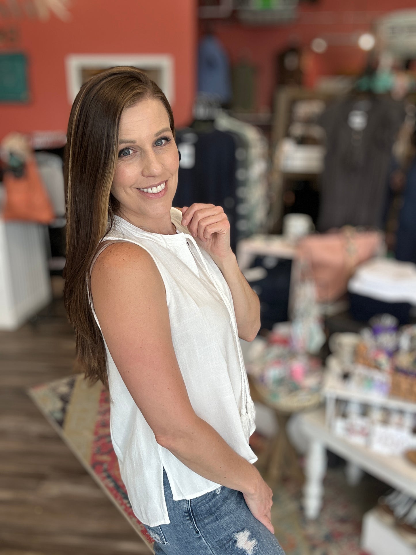 V-Neck Tank With Tie Detail