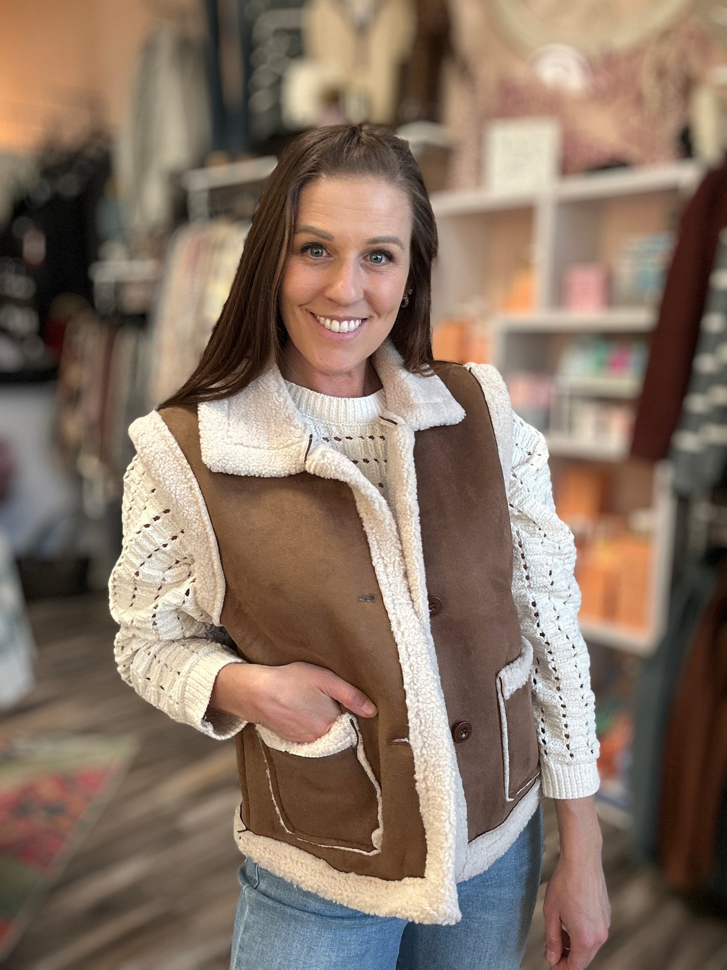 Suede Button Up Vest