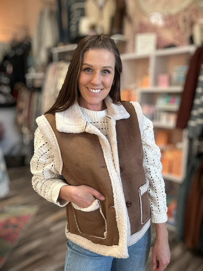 Suede Button Up Vest