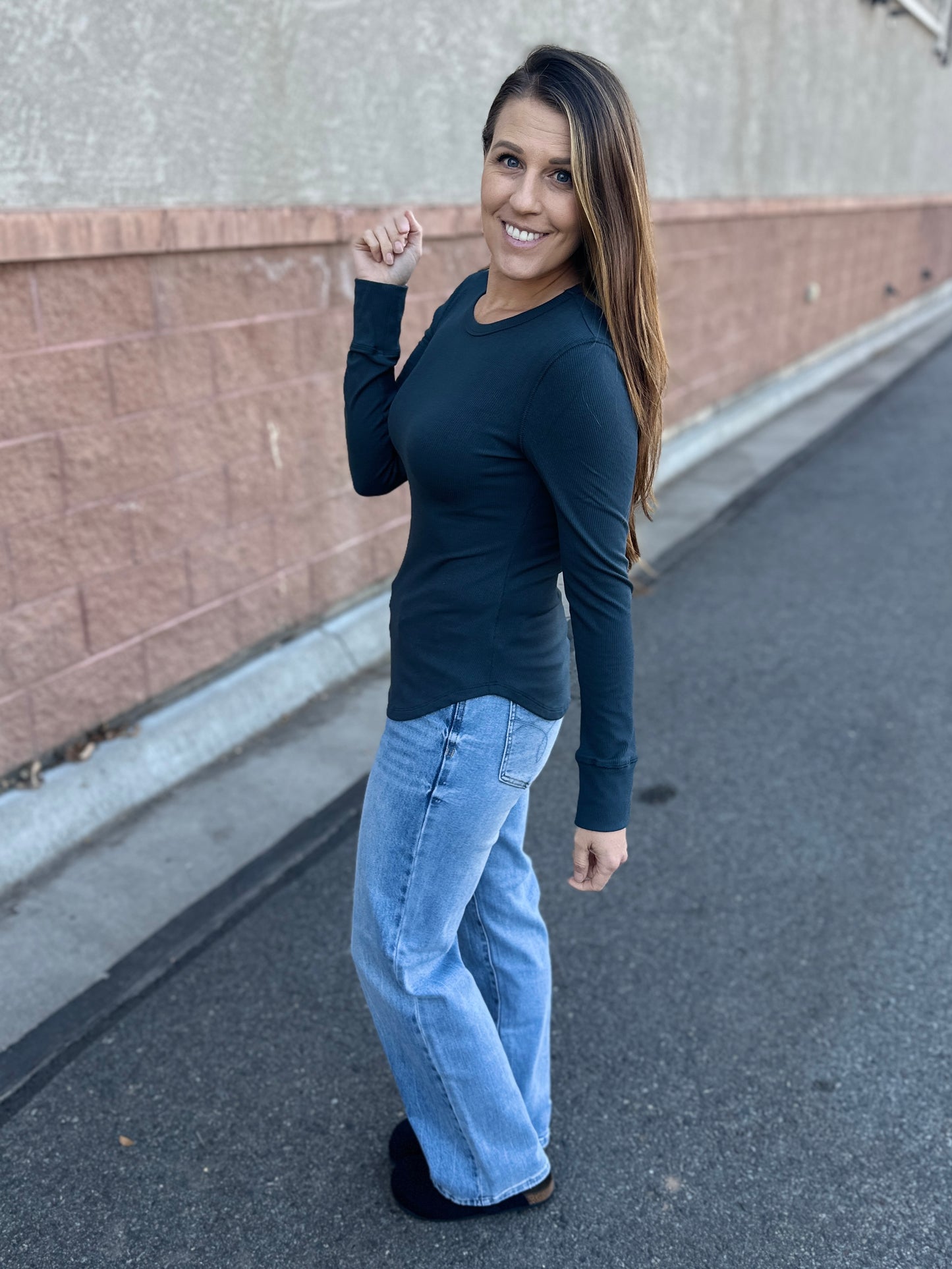 Ribbed Crew Neck Long Sleeve