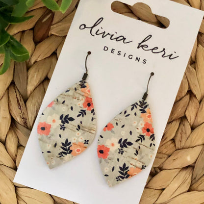 Olivia - Grey Fall Floral Dangle Earrings