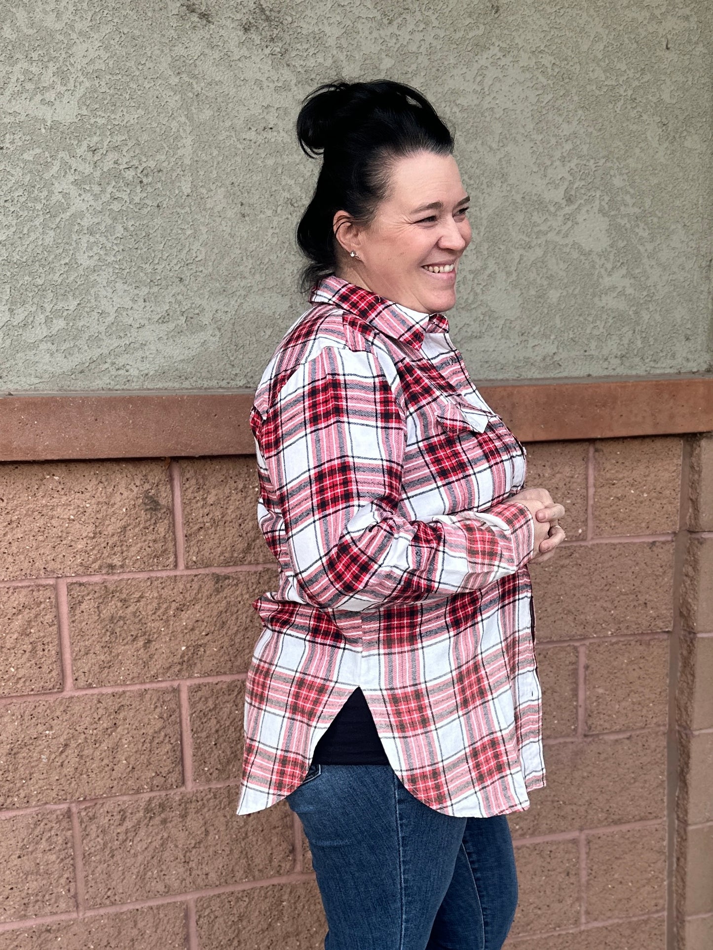 White and Red Plaid Flannel