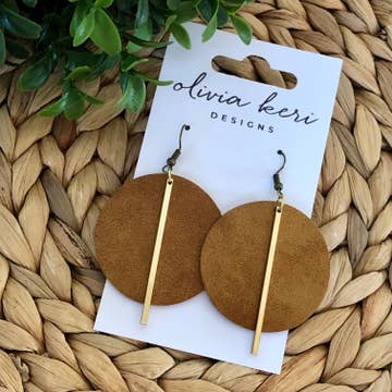 Round Earring with Gold Accent Bar