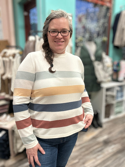 Multi Color Block Crew Neck Sweater