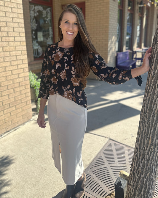 Floral 3/4 Sleeve Blouse