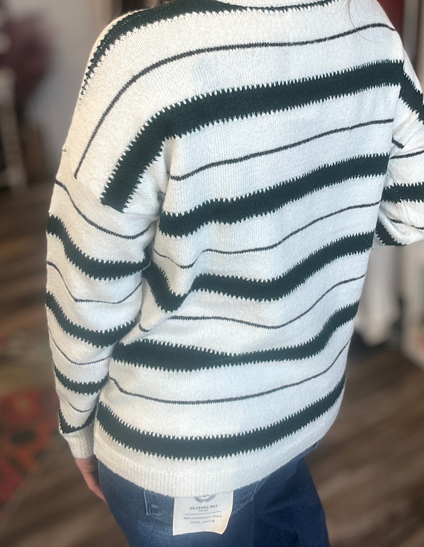 Forest Green Striped Sweater