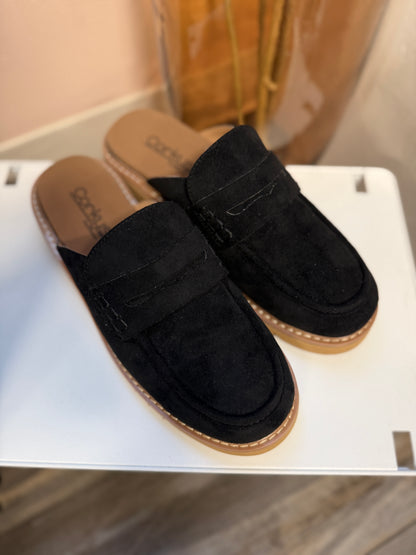 Black Faux Suede Loafters