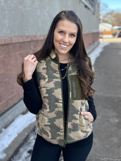 Camo Shearling Vest