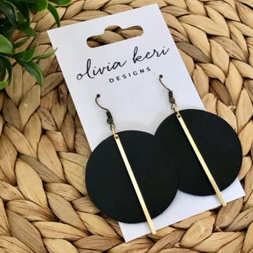 Round Earring with Gold Accent Bar