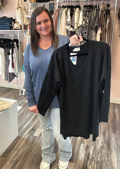 Solid Tunic Hi Low Long Sleeve